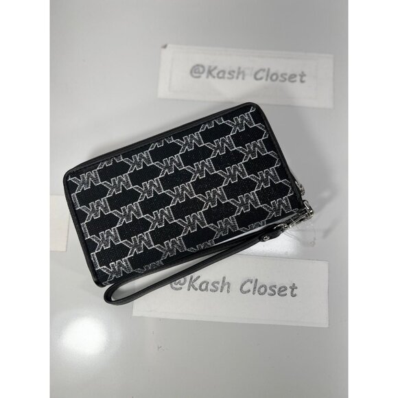 Michael Kors phone wristlet large wallet MK signature black multi - Picture 2 of 6